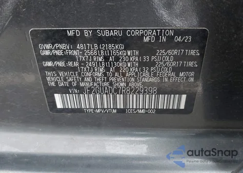 2024 Subaru Crosstrek Premium from USA, damaged, VIN JF2GUADC7R8229398